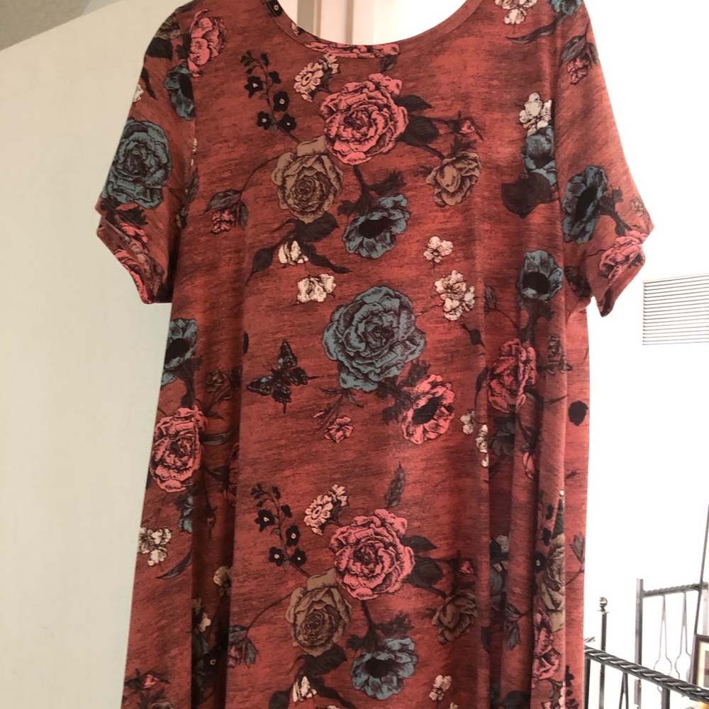 Lularoe Carly  Rose and floral print XL dress-